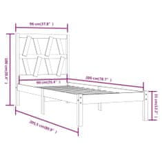 Vidaxl Rám postele, biely, masívne borovicové drevo, 90x200 cm
