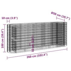 Petromila vidaXL Gabiónový vyvýšený záhon pozinkované železo 260x50x100 cm