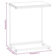 Vidaxl Príručný stolík a kolieska biely 55x35x70 cm spracované drevo