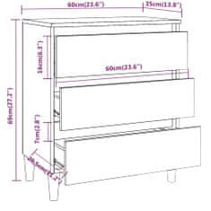 Vidaxl Komoda hnedý dub 60x35x69 cm spracované drevo