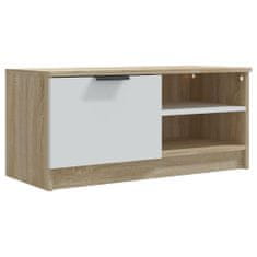 Vidaxl TV stolík biely a sonoma 80x35x36,5 cm spracované drevo