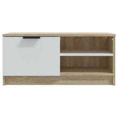 Vidaxl TV stolík biely a sonoma 80x35x36,5 cm spracované drevo