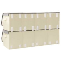 Vidaxl Súprava úložných boxov s poklopmi 8 ks látková sivo-krémová