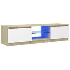 Vidaxl TV skrinka s LED svetlami biela a dub sonoma 140x40x35,5 cm