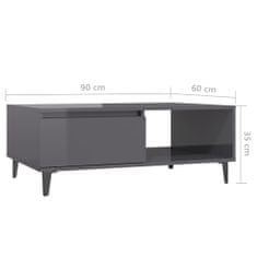 Petromila vidaXL Konferenčný stolík, lesklý sivý 90x60x35 cm, kompozitné drevo