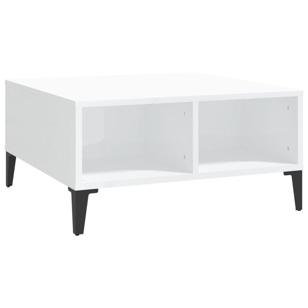 Vidaxl Konferenčný stolík, lesklý biely 60x60x30 cm, kompozitné drevo