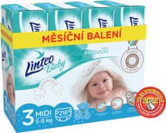 LINTEO Plienky Baby Prémium MIDI (5-9 kg) 216 ks