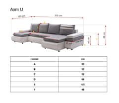 eoshop Rohová rozkladacia sedacia súprava Axm U - Lux 6 / Sioux 1115 (farba poťahu) - roh univerzálny