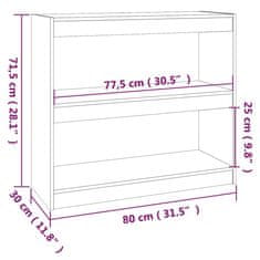 Vidaxl Knižnica/deliaca stena sivá 80x30x71,5 cm masívna borovica