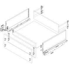 Blum LEGRABOX PURE, vysoká bočnica C šedá/biela Dĺžka: 400 mm, farba: šedá