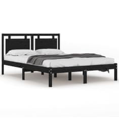 Vidaxl Rám postele, čierny, masívne drevo, 140x190 cm