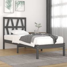 Vidaxl Rám postele, sivý, masívne borovicové drevo, 75x190 cm, jednolôžkový