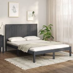 Vidaxl Rám postele, sivý, masívne borovicové drevo, 140x200 cm