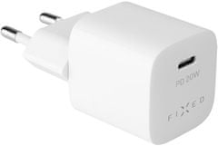 FIXED síťová nabíječka Mini s USB-C, PD, 20W, biela