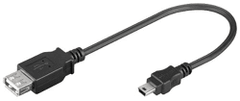 PremiumCord USB redukce kábel USB A/female - Mini 5pin USB/male 20cm