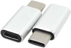 PremiumCord adaptér USB 3.1 konektor C/male - USB 2.0 Micro-B/female, strieborný