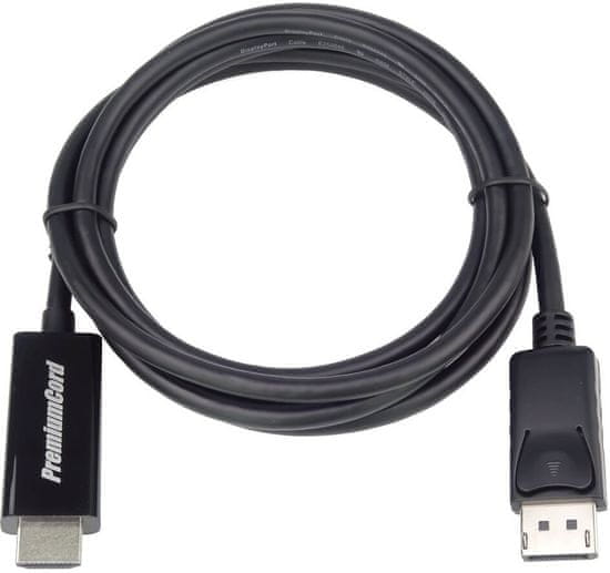 PremiumCord DisplayPort 1.2 na HDMI 2.0 kábel pro rozlišení 4Kx2K@60Hz, 2m