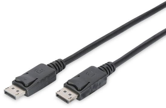 Digitus kábel DisplayPort 1.2, M/M, sa západkou, 1m, čierna