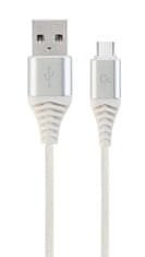 Gembird kábel CABLEXPERT USB-A - USB-C, M/M, PREMIUM QUALITY, opletený, 1m, biela/strieborná