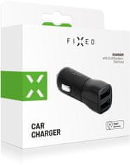 FIXED autonabíječka, 2xUSB, Smart Rapid Charge, 15W, čierna