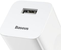 BASEUS síťová nabíječka Quick, USB-A, 24W, biela