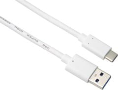 PremiumCord kábel USB-A - USB-C 3.2 gen 2, 3A, 0.5m, biela