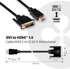 Club 3D kábel DVI-D na HDMI 1.4, (M/M), 2m