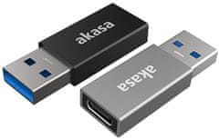 Akasa adaptér USB3.1 Gen2 Type-C - USB-A (F/M), 2ks v balenie