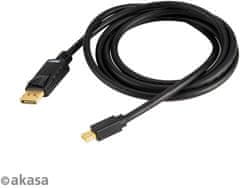 Akasa kábel Mini DisplayPort - DisplayPort, M/M, 8K@60Hz, 2m, čierna