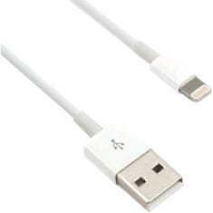 C-Tech kábel USB 2.0 Lightning (IP5 a vyšší) nabíjecí a synchronizační kábel, 1m, biela