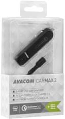 Avacom CarMAX 2 nabíječka do auta 2x Qualcomm Quick Charge 2.0 (USB-C kábel), čierna