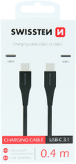 SWISSTEN datový kábel USB-C - USB-C, M/M, 0.4m, čierna