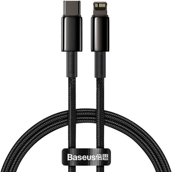 BASEUS kábel Tungsten Gold, USB-C - Lightning, M/M, rychlonabíjecí, datový, 20W, 1m, čierna