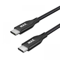 MAX kábel USB-C, 95W, opletený, 2m, čierna