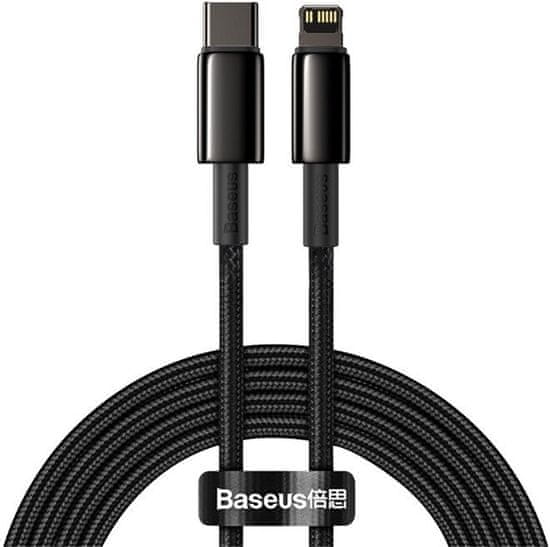 BASEUS kábel Tungsten Gold, USB-C - Lightning, M/M, rychlonabíjecí, datový, 20W, 2m, čierna