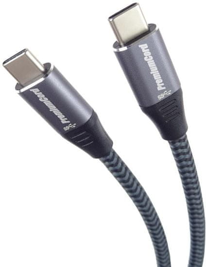 PremiumCord kábel USB-C, USB 3.2 gen. 1, 3A, 5Gbit/s, opletený, 1m