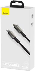 BASEUS kábel Tungsten Gold, USB-C - Lightning, M/M, rychlonabíjecí, datový, 20W, 2m, čierna