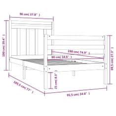 Vidaxl Posteľný rám masívne drevo 90x190 cm 3FT jednolôžko