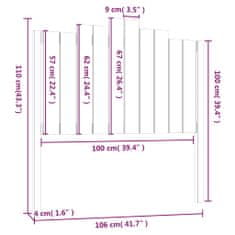 Vidaxl Čelo postele čierne 106x4x110 cm masívna borovica