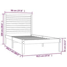 Vidaxl Rám postele, biely, masívne drevo, 90x200 cm