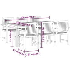 Vidaxl 7-dielna súprava záhradného nábytku, masívne akáciové drevo