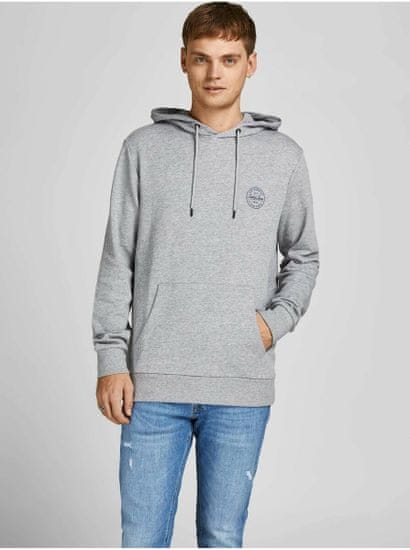 Jack&Jones Šedá mikina s kapucňou Jack & Jones Shark