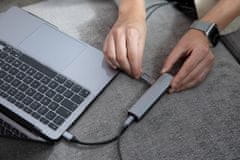 EPICO USB Type-C HUB SLIM (4K HDMI & Ethernet) 9915112100019, strieborný, čierny kábel