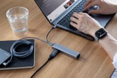 EPICO USB Type-C HUB SLIM (4K HDMI & Ethernet) 9915112100019, strieborný, čierny kábel