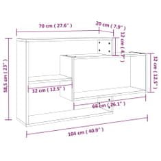 Vidaxl Nástenná polica dymový dub 104x20x58,5 cm spracované drevo