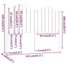 Vidaxl Čelo postele, biele, 141x4x110 cm, masívne borovicové drevo