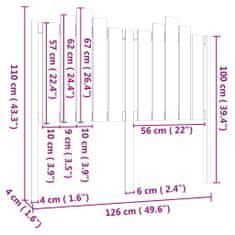Vidaxl Čelo postele, biele, 126x4x110 cm, masívne borovicové drevo