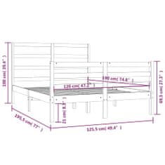 Vidaxl Rám postele, biely, masívne borovicové drevo, 120x190 cm, dvojlôžko