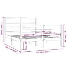 Vidaxl Posteľný rám borovicový masív 150x200 cm 5FT King