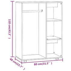 Petromila vidaXL Šatník dymový dub 80x40x110 cm spracované drevo